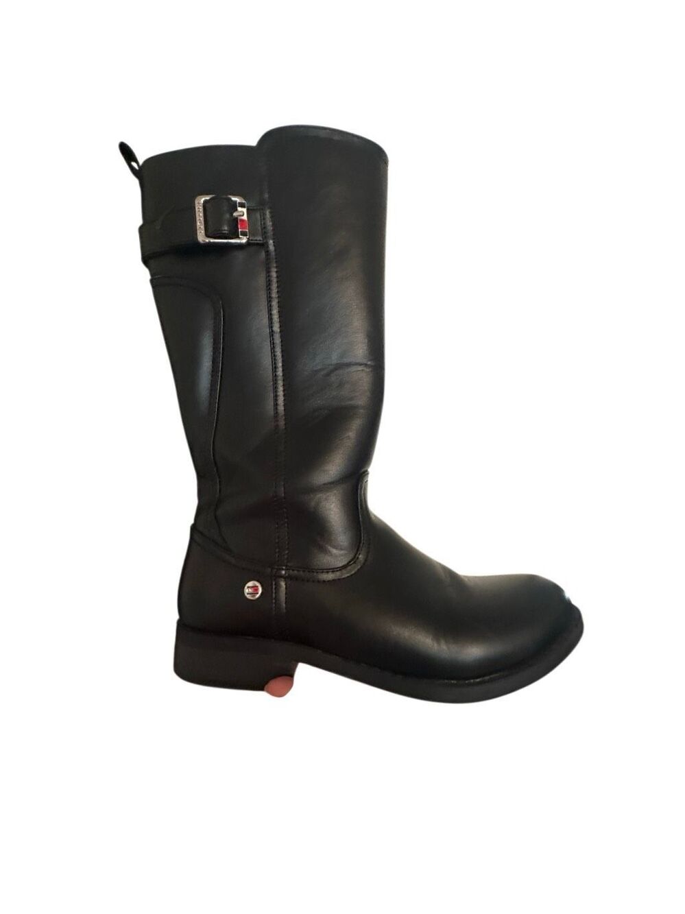 NWOB Tommy Hilfiger Kids Black Faux Leather Vallary Mid-calf Riding Boots Size 3